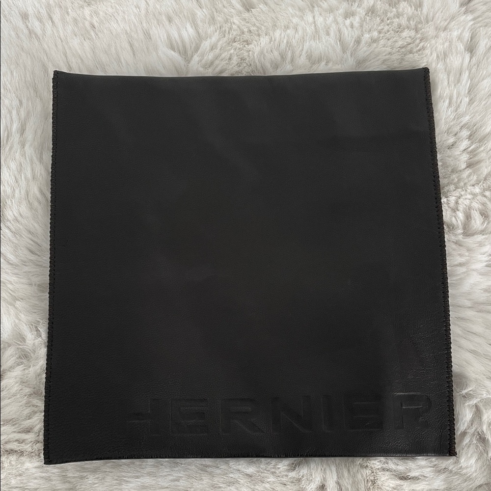 Black Embossed Leather Square Pouch